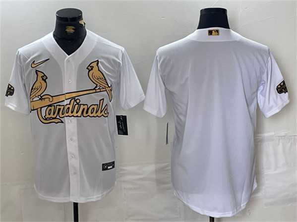 Mens St. Louis Cardinals Blank All-Star White Gold Stitched Baseball Jersey